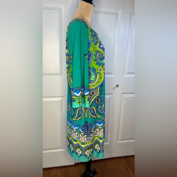 Ronnie Nicole Elegant Paisley Print Green Dress. Size 16 - Picture 4 of 14
